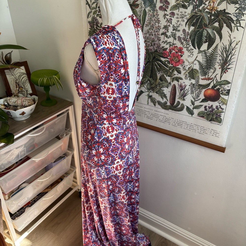 Veronica Floral Boho V-Neck Maxi Dress Large - Picture 3 of 8